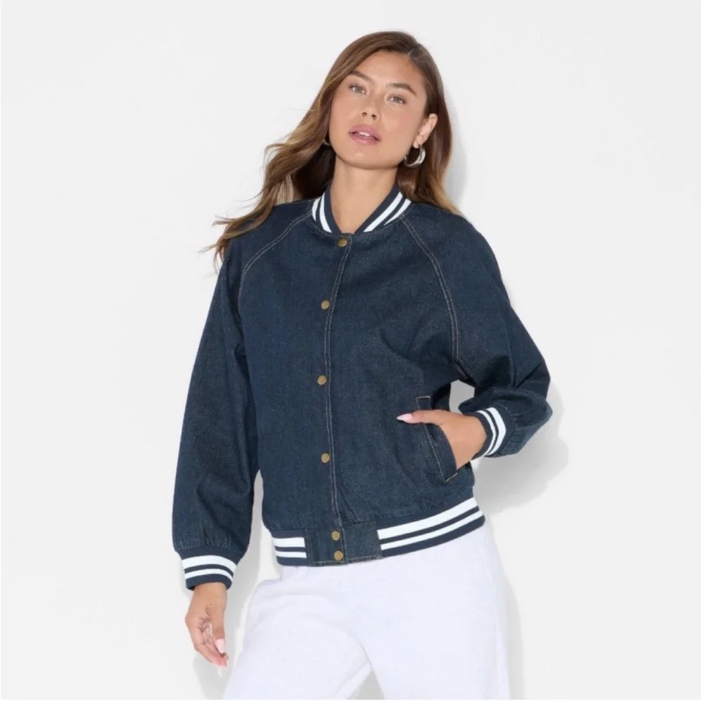 Wild Fable Varsity Denim Jacket - Picture 2 of 3